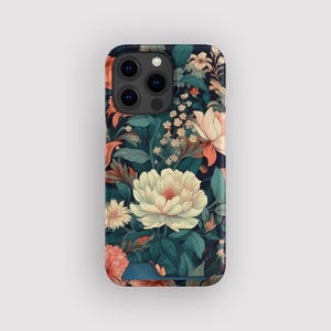 Capa porta-cartões com estampa floral da Table Blooms | Capa porta-cartões com estampa floral | Compatível com iPhone 16, 15 Pro Max, 14, 13 Mini, Samsung Galaxy S22, S21 Plus