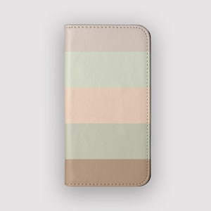 Sage Garden ストライプウォレットケース | Lines ヴィーガンレザーフォリオケース | iPhone 16、15、14、13、Samsung Galaxy S25、S24、S23、S22 に対応