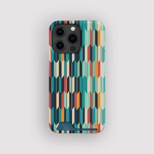 Porte-cartes géométriques respectueux des couleurs | Slim Case à chevrons | Compatible avec iPhone 16, 15 Pro Max, 14, 13 Mini, Samsung Galaxy S22, S21 Plus