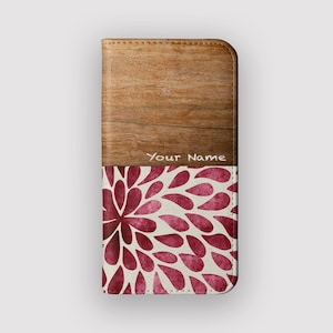 Funda tipo cartera con diseño de pétalos vibrantes / Funda tipo libro de piel vegana con diseño de gotas de tinta / Compatible con iPhone 16, 15, 14 y 13, y Samsung Galaxy S25, S24, S23 y S22