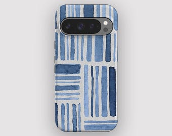 Grid Stripes Striped Watercolour Phone Case for Pixel 10, 9A, 9, 8, 7, 6