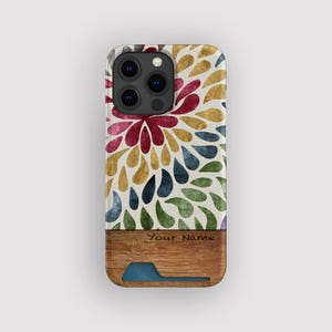 Porte-cartes Rainbow Drop Petal | Slim Case goutte d'encre | Compatible avec iPhone 16, 15 Pro Max, 14, 13 Mini, Samsung Galaxy S22, S21 Plus