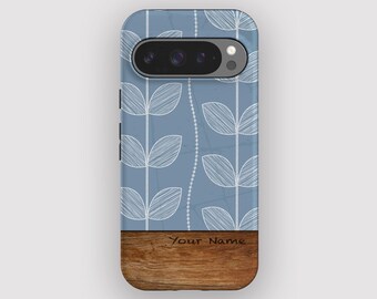 Modern Blue Leaf Abstract Phone Case for Pixel 10, 9A, 9, 8, 7, 6