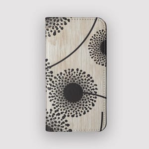 Portemonneehoesje Dark Dandy Dandy Dandelion | Botanische opbergdoos voor kaarten | Geschikt voor iPhone 16, 15, 14, 13, Samsung Galaxy S25, S24, S23, S22