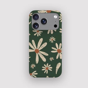ガーデンデイジー柄スマホケース | ボヘミアン風 iPhone 18 Pro、17、16 Plus、15、14、13