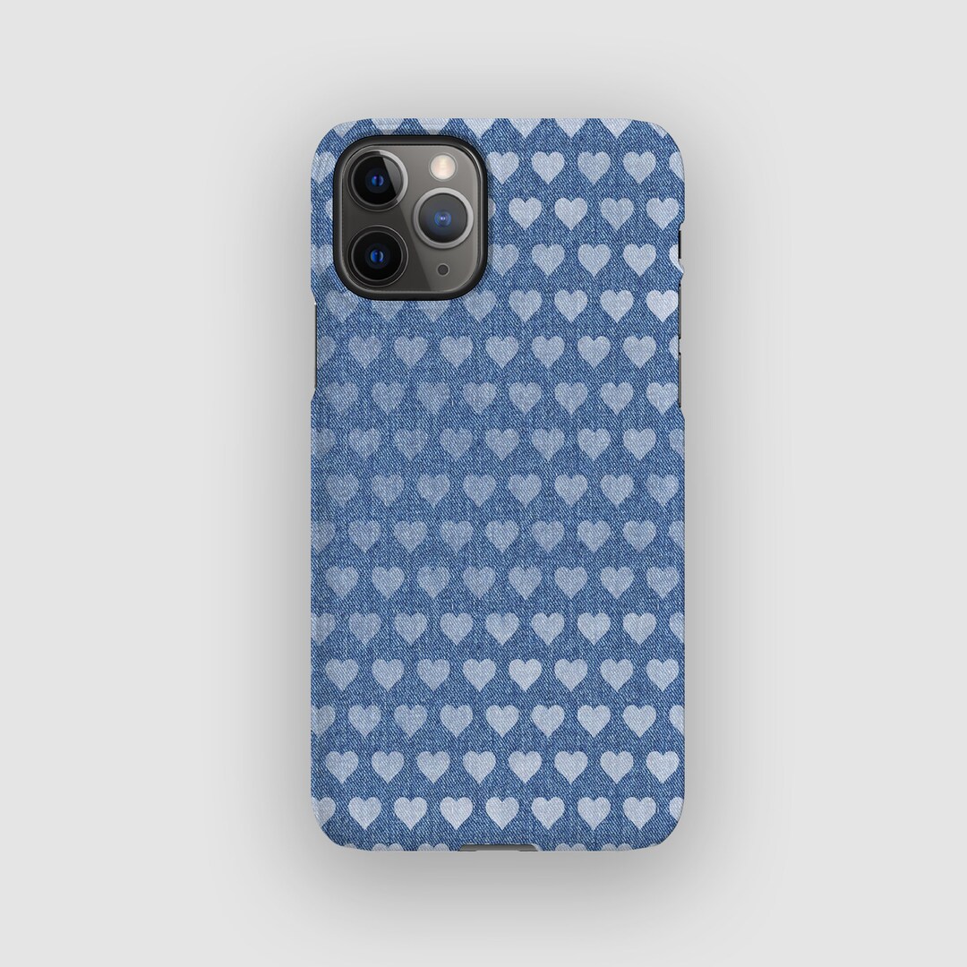 Love Denim Phone Case Blue Fabric Design for iPhone 16 Pro Max, iPhone