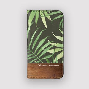 Funda tipo cartera Tropical Breeze Palms / Funda protectora tropical tipo folio / Compatible con iPhone 16, 15, 14, 13 y Samsung Galaxy S25, S24, S23 y S22