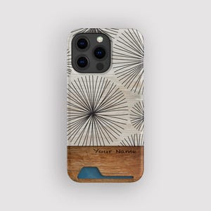 Porte-cartes robuste pissenlit | Étui fin botanique | Compatible avec iPhone 16, 15 Pro Max, 14, 13 Mini, Samsung Galaxy S22, S21 Plus