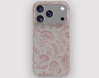 Antique Pink Floral Toile Phone Case for iPhone 17, Air, 16, 15, 14, 13