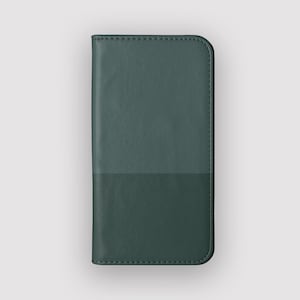 Funda billetera lisa Night Darkness / Funda tipo libro con tarjetero verde / Compatible con iPhone 16, 15, 14, 13 y Samsung Galaxy S25, S24, S23 y S22