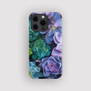 Vibrant Garden Succulent Card Holder Case | Floral Card Holder Case | Fits iPhone 16, 15 Pro Max, 14, 13 Mini, Samsung Galaxy S22, S21 Plus