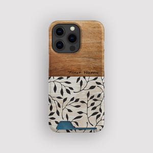 Porte-cartes botanique Feuilles perdues | Porte-cartes Leaf | Compatible avec iPhone 16, 15 Pro Max, 14, 13 Mini, Samsung Galaxy S22, S21 Plus