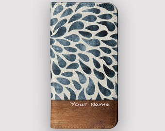 Etui portfelowe Blue Splash Petal | Etui do przechowywania kart Ink Drop Folio | Pasuje do iPhone&#39;a 16, 15, 14, 13, Samsunga Galaxy S25, S24, S23, S22