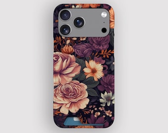 Floral Bouquet Mauve Vintage Card Holder Case for Apple iPhone and Samsung Galaxy