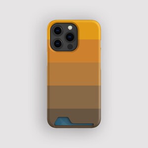 Porte-cartes rayé à motif feuilles qui tombent | Porte-cartes Lines | Compatible avec iPhone 16, 15 Pro Max, 14, 13 Mini, Samsung Galaxy S22, S21 Plus