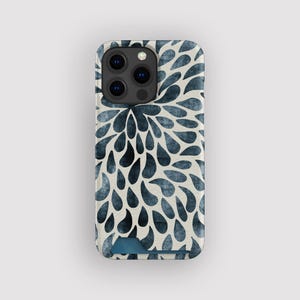 porte-cartes bleu Splash Petal | Etui de rangement pour cartes avec goutte d'encre | Compatible avec iPhone 16, 15 Pro Max, 14, 13 Mini, Samsung Galaxy S22, S21 Plus