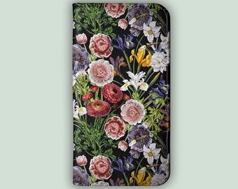 WILD BLOOMS Phone Wallet Case | For iPhone 15, iPhone 14, iPhone 13, 12, 11, Samsung S24, Samsung S23, S22, S21 | Flower Flip Case