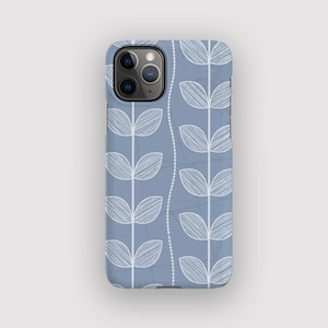 Modern Blue Phone Case - Retro Nordic Design, Fits iPhone 16 Pro, 16e, 15, 14, 13