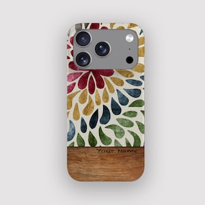 Boho Abstrakte Blütenblatt Handyhülle, Regenbogen Tropfen Design für iPhone 17e, MagSafe Option