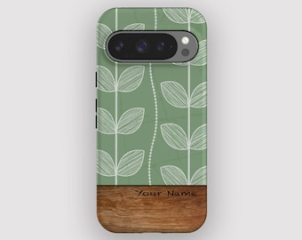 Modern Green Leaf Minimalist Phone Case | for Google Pixel 10 Pro XL, 9a, 9, 8 Pro, 7, 6