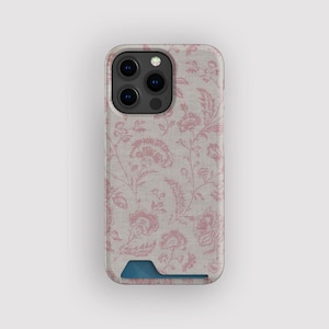 Porte-cartes en toile rose antique | porte-cartes rose | Compatible avec iPhone 16, 15 Pro Max, 14, 13 Mini, Samsung Galaxy S22, S21 Plus