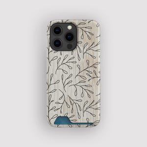 Sierlijke Direction Botanische kaarthouder | Opbergetui voor kaartenblad | Geschikt voor iPhone 16, 15 Pro Max, 14, 13 Mini, Samsung Galaxy S22, S21 Plus