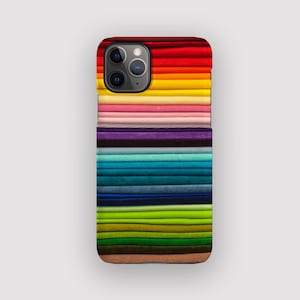 Rainbow Folds Fabric Phone Case - Colourful Abstract iPhone 16 Case, 15, 14, 13