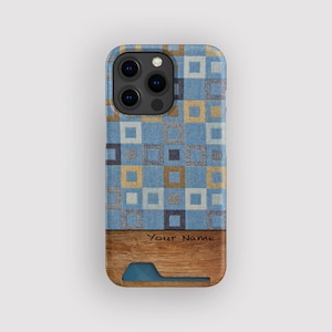 Estuche para tarjetas retro con múltiples cuadrados / Estuche para guardar tarjetas con azulejos / Compatible con iPhone 16, 15 Pro Max, 14, 13 Mini, Samsung Galaxy S22, S21 Plus