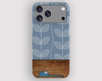 Modern Blue Card Case | Minimalist iPhone 18 Pro, 17, 16 Plus, 15, 14, 13