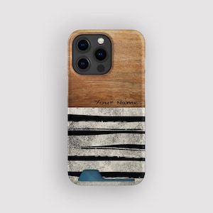 Porte-cartes géométrique Zebra Streak | Slim Case Zèbre | Compatible avec iPhone 16, 15 Pro Max, 14, 13 Mini, Samsung Galaxy S22, S21 Plus