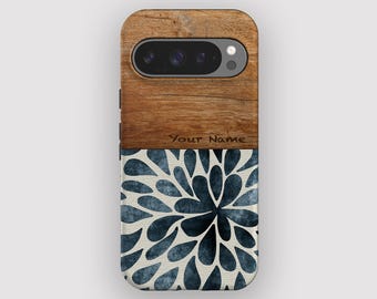 Blue Splash Abstract Boho-telefoonhoesje voor Pixel 10, 9A, 9, 8, 7, 6