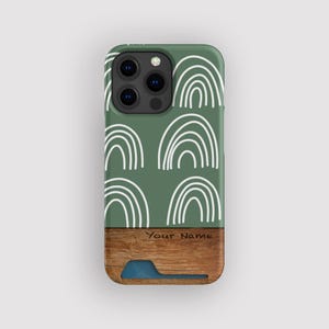 Porte-cartes arc-en-ciel Green Hope | porte-cartes à dessin | Compatible avec iPhone 16, 15 Pro Max, 14, 13 Mini, Samsung Galaxy S22, S21 Plus