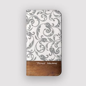 Funda tipo cartera Slow Climber Damask / Funda protectora vintage tipo folio / Compatible con iPhone 16, 15, 14, 13 y Samsung Galaxy S25, S24, S23 y S22