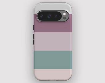 Faded Rose Bold Striped Phone Case for Google Pixel 10, 9, 8. Tough Option