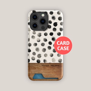 MESSY SPOT Card Holder Case | For iPhone 15, iPhone 14, iPhone 13, Samsung S22, Samsung S21 | Retro Card Phone Case