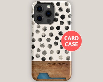 MESSY SPOT Card Holder Case | For iPhone 15, iPhone 14, iPhone 13, Samsung S22, Samsung S21 | Retro Card Phone Case