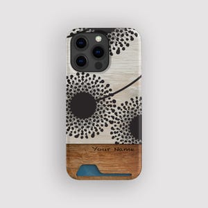 Porte-cartes Dandy Dandelion foncé | porte-cartes botanique | Compatible avec iPhone 16, 15 Pro Max, 14, 13 Mini, Samsung Galaxy S22, S21 Plus