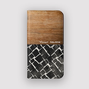 Inky Square Geometric Wallet Case | Ink Tile 保護フォリオケース | iPhone 16、15、14、13、Samsung Galaxy S25、S24、S23、S22 に対応