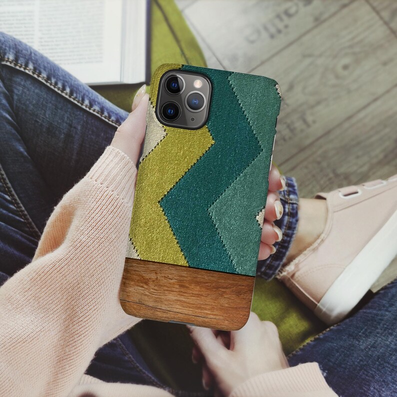 Coque de téléphone rétro à chevrons turquoise pour Google Pixel, Apple iPhone et Samsung Galaxy image 4