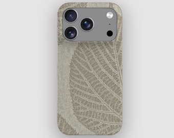 Leaf Fossil Beige Floral Phone Case for Apple iPhone 17, 16, 15. MagSafe Option