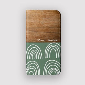 Portefeuille arc-en-ciel Green Hope | Étui à rabat en cuir végétalien Drawn | Compatible avec les iPhone 16, 15, 14, 13, Samsung Galaxy S25, S24, S23, S22