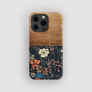 Blumendarstellung Blumen-Kartenhalter-Kasten | Floral Kartenhalter | Passend für iPhone 16, 15 Pro Max, 14, 13 Mini, Samsung Galaxy S22, S21 Plus