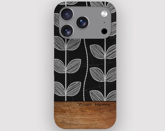 Modern Black Leaf Minimalist Phone Case for iPhone 17, Air, 16, 15, 14, 13