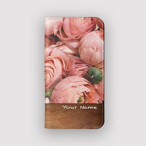 Blush Bunch Floral Brieftasche Fall | Blume Vegan Leder Folio Hülle | Passend für iPhone 16, 15, 14, 13, Samsung Galaxy S25, S24, S23, S22