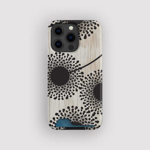 Custodia porta carte Dandy Wood Dandelion / Custodia porta carte botanica / Compatibile con iPhone 16, 15 Pro Max, 14, 13 Mini, Samsung Galaxy S22, S21 Plus