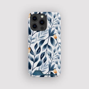 Blue Fields Leaf Card Holder Case | Floral Card Holder Case | Fits iPhone 16, 15 Pro Max, 14, 13 Mini, Samsung Galaxy S22, S21 Plus