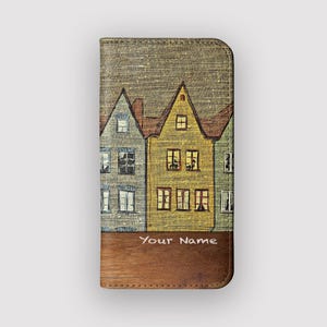 Night Town Urban Geldbörse Hülle | Vintage Schützende Folio Hülle | Passend für iPhone 16, 15, 14, 13, Samsung Galaxy S25, S24, S23, S22