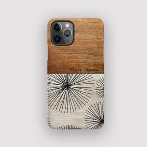 Strong Wood Phone Case - Floral Abstract iPhone 16 Case, Minimal Boho Design that fits iPhone 15, 14, 13, 12