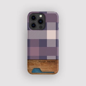 Fabric Ripple Gingham Card Holder Case | Plaid Card Holder Case | Fits iPhone 16, 15 Pro Max, 14, 13 Mini, Samsung Galaxy S22, S21 Plus