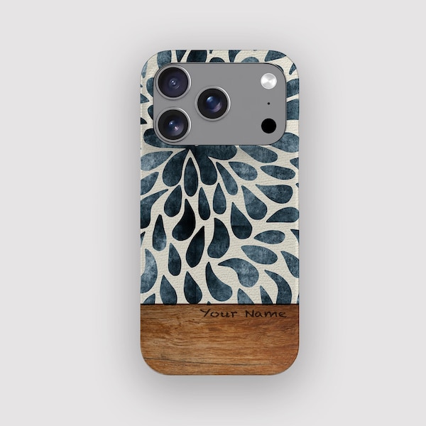 Blue Splash Abstract Petal Phone Case for iPhone 17, Air, 16, 15, 14, 13